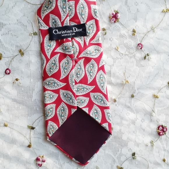 VTG Christian Dior Monsieur 100% Silk Tie USA Made - Picture 6 of 8